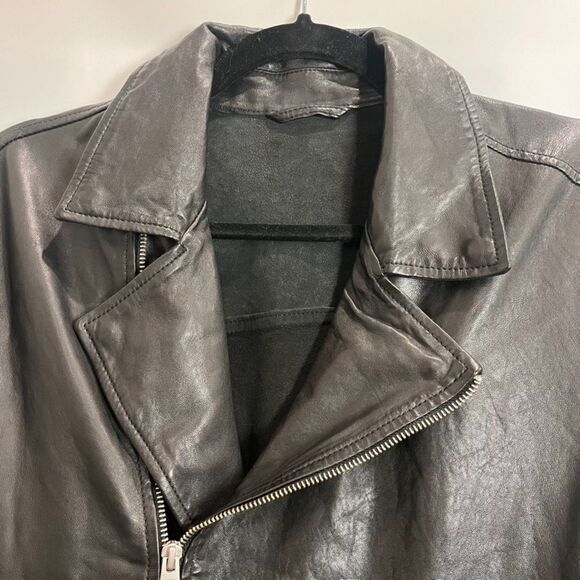 ALL SAINTS • Black Rio Biker Leather Jacket • Size Medium - Picture 9 of 13